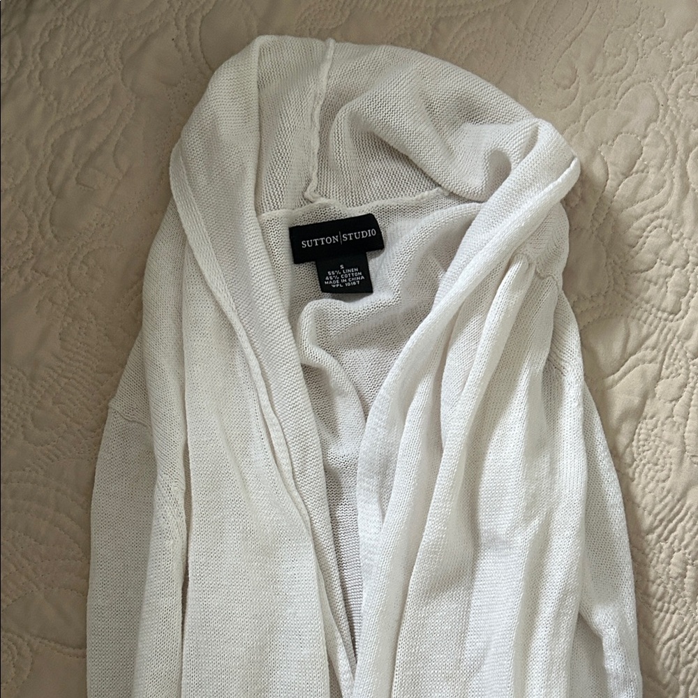 Sutton Studio Women’s White Open-Front Cardigan Size S - Picture 6 of 6